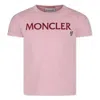 Moncler Kids Logo Embroidered Jersey T-shirt In Pink