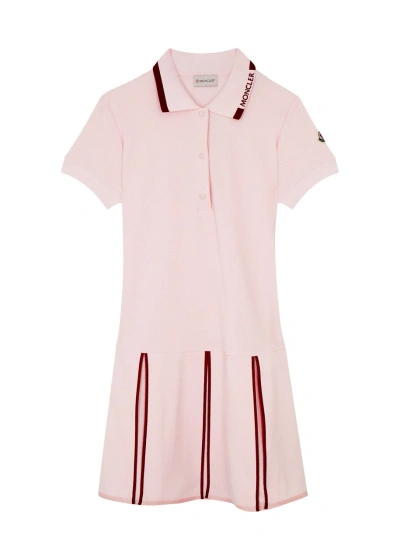 Moncler Kids Logo Piqué Cotton Dress (8-14 Years) In Pink Light