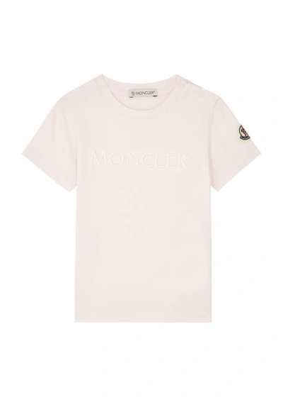 Moncler Kids Logo-embroidered Stretch-cotton T-shirt In Pink