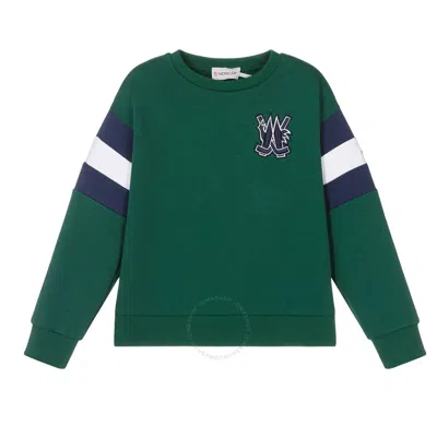 Moncler Kids Logo Embroidered Sweatshirt In Green