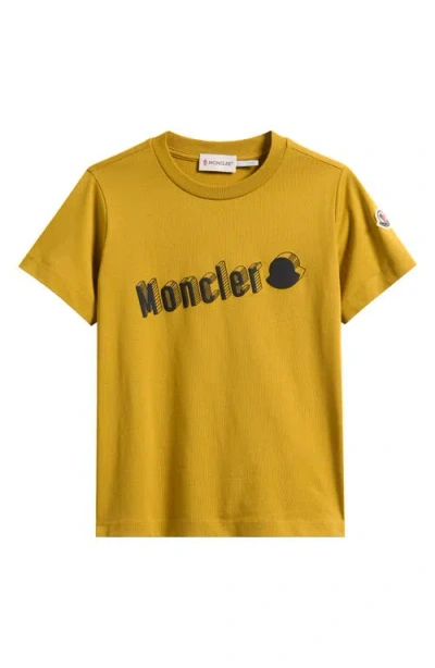Moncler Kids' Logo Graphic T-shirt In Yellow
