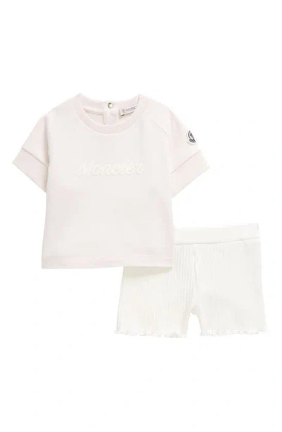 Moncler Babies'  Kids' Logo Graphic Top & Rib Shorts Set In Pink