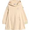 Moncler Kids' Logo Hooded Cotton Sweatshirt Dress In Ivory