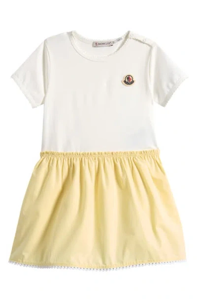 Moncler Kids' Logo Patch Colorblock Jersey Dress In White