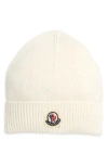 Moncler Kids' Logo Patch Cotton Beanie In White