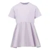 Moncler Kids Logo Patch Cotton Jersey Flared Dress In Purple
