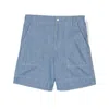 Moncler Kids Logo Patch Cotton Shorts In Blue