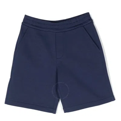 Moncler Kids Logo-patch Cotton Shorts In Blue