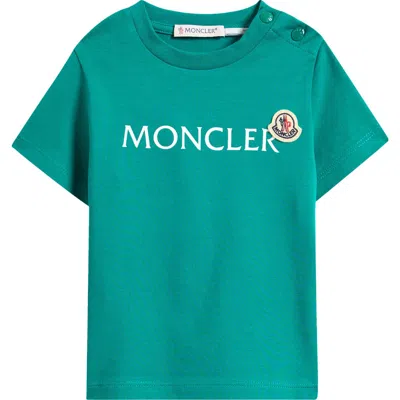 Moncler Kids' Logo Patch Graphic T-shirt In Green