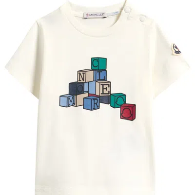 Moncler Kids' Logo Patch Graphic T-shirt In Neutral