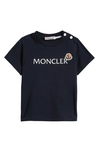 Moncler Kids' Logo Patch Graphic T-shirt In Blue