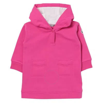 Moncler Kids Logo-patch Hooded Dress In Pink