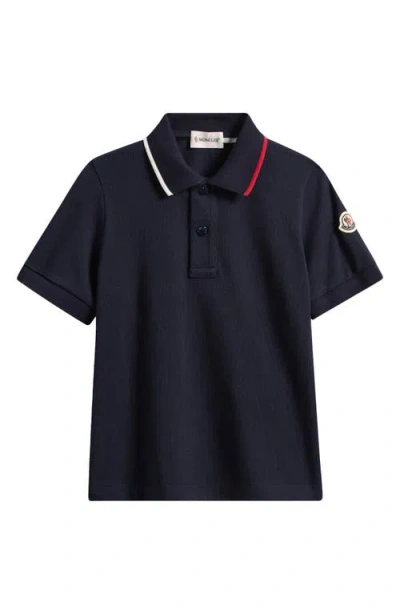 Moncler Kids' Logo Patch Polo In Blue