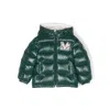 Moncler Kids Logo-patch Puffer Coat In Green