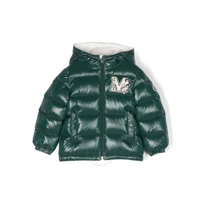 Moncler Kids Logo-patch Puffer Coat In Green