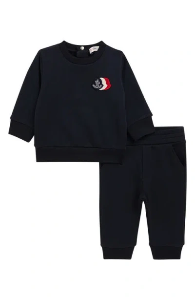 Moncler Kids' Logo Patch Sweatshirt & Joggers Set In Blue
