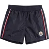 Moncler Kids' Logo Patch Swim Trunks In Navy