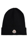 Moncler Kids' Logo Patch Virgin Wool Beanie