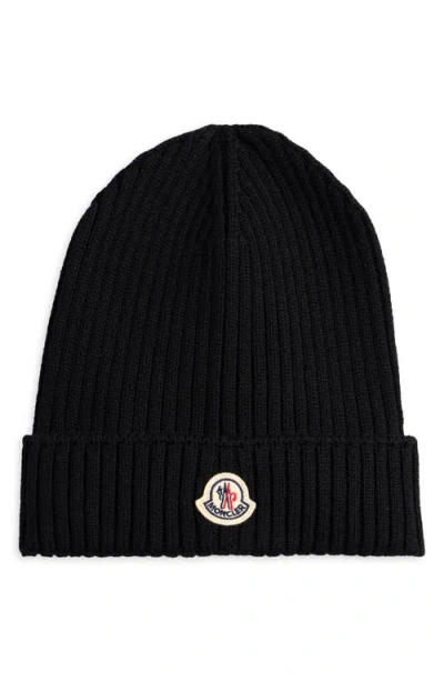 MONCLER MONCLER KIDS' LOGO PATCH VIRGIN WOOL BEANIE