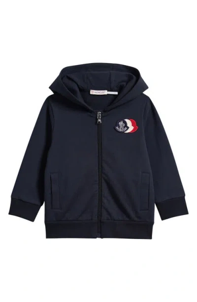 Moncler Kids' Logo Patch Zip Hoodie In Black