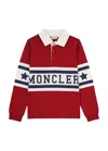 Moncler Kids Logo-print Cotton Polo Shirt (8-10 Years) In Red