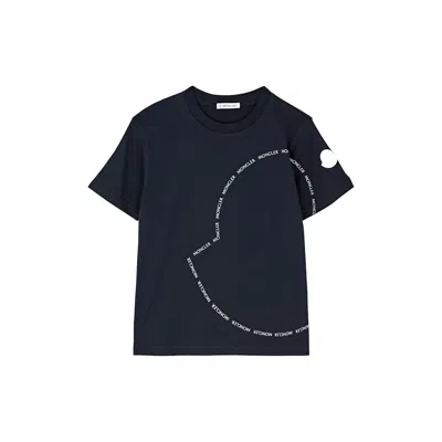 Moncler Kids Logo-print Cotton T-shirt (8-10 Years) In Navy
