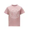 Moncler Kids Logo Print Cotton T-shirt In Pink
