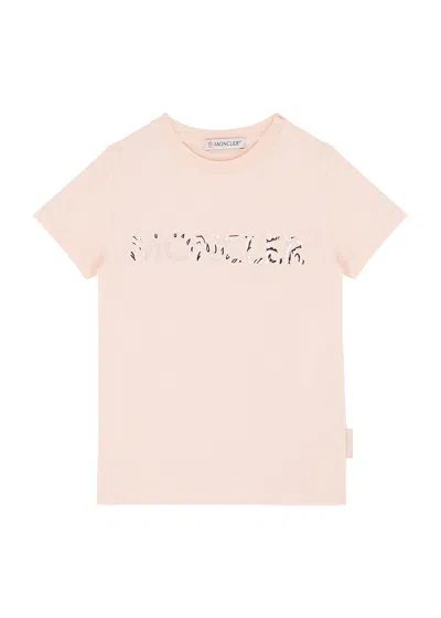 Moncler Kids Logo-print Cotton T-shirt In Pink