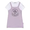 Moncler Kids Logo Print Romper Set In Purple