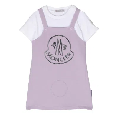 Moncler Kids Logo Print Romper Set In Purple