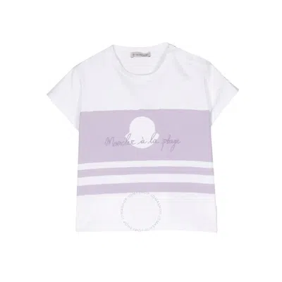 Moncler Kids Logo Print Striped T-shirt In Purple