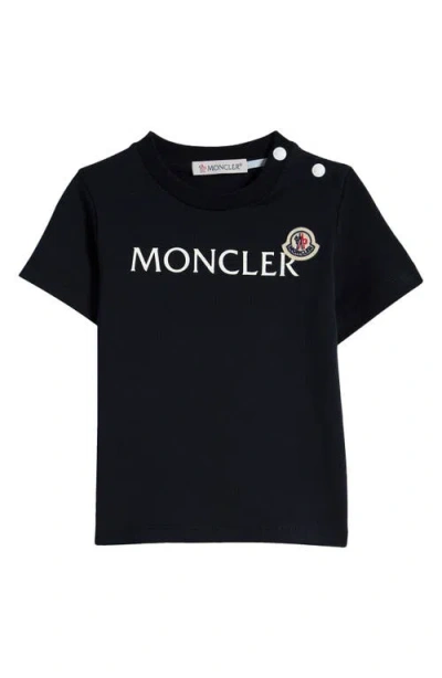 Moncler Kids Logo Stretch-cotton T-shirt In Navy