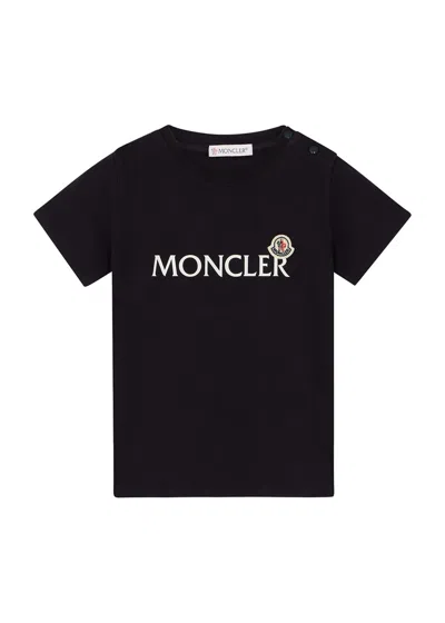 Moncler Kids Logo Stretch-cotton T-shirt In Blue