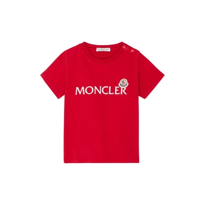 Moncler Kids Logo Stretch-cotton T-shirt In Red