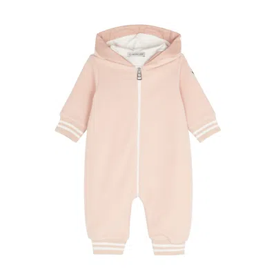 Moncler Kids Logo Stretch-fleece Babygrow In Pink