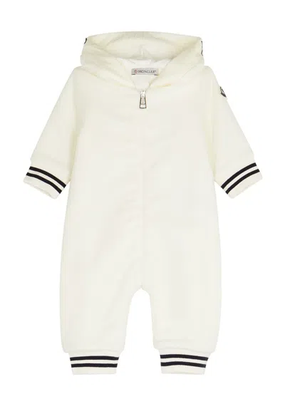 Moncler Kids Logo Stretch-fleece Babygrow In White Other