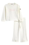 Moncler Kids' Logo Sweatshirt & Split Hem Sweatpants Set In Natural