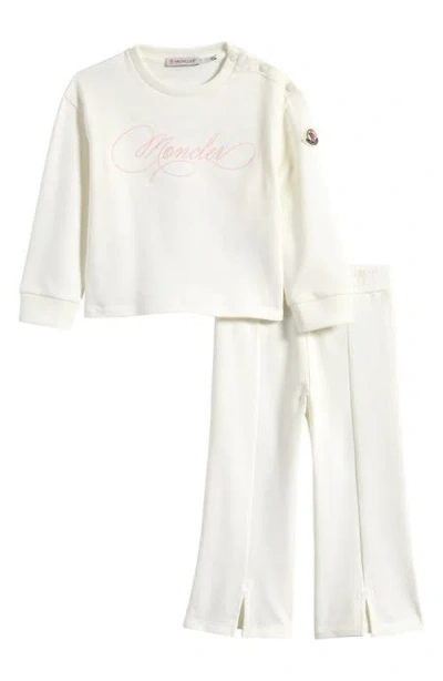 Moncler Kids' Logo Sweatshirt & Split Hem Sweatpants Set In Natural