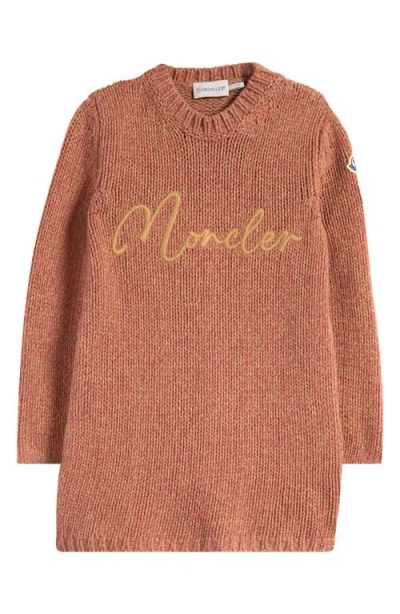 Moncler Kids' Logo Wool Sweater In Pink