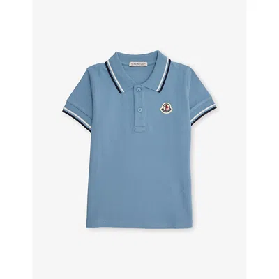Moncler Babies' Kids' Logo-badge Cotton Polo Shirt 3 Months-3 Years Light Blue