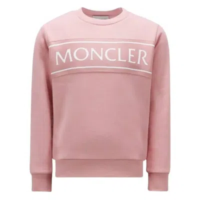 Moncler Kids Long Sleeve Logo-print Sweatshirt In Pink