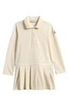 Moncler Kids' Long Sleeve Pleated Polo Dress In Neutral