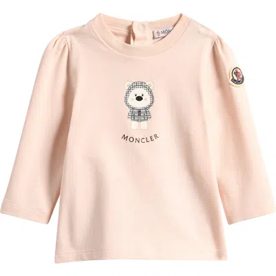 Moncler Kids' Long Sleeve Stretch Cotton Graphic T-shirt In Neutral