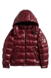 Moncler Kids' Maya Lacquered Nylon Down Puffer Jacket In Burgundy