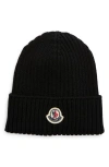 Moncler Kids' Merino Wool Cuff Beanie In Black