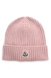Moncler Kids' Merino Wool Cuff Beanie In Rose Pink