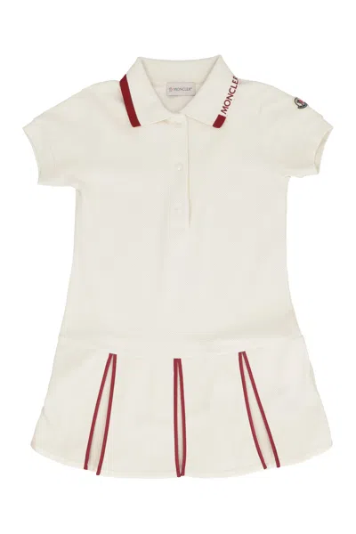 Moncler Kids Mini Cotton Pique Polo Dress For Girls In White