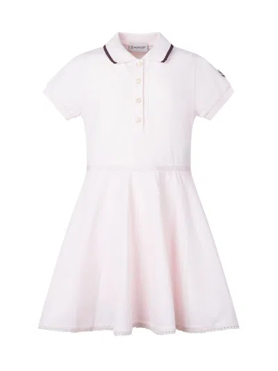 Moncler Kids Mini Cotton Piqué Polo Dress For Girls In Rosa Chiaro