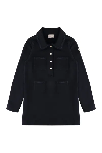 Moncler Kids Mini Cotton Shirtdress For Girls In Black