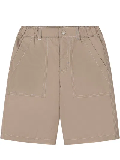 Moncler Kids Mini Cotton Shorts With Unique Stitching In Gray